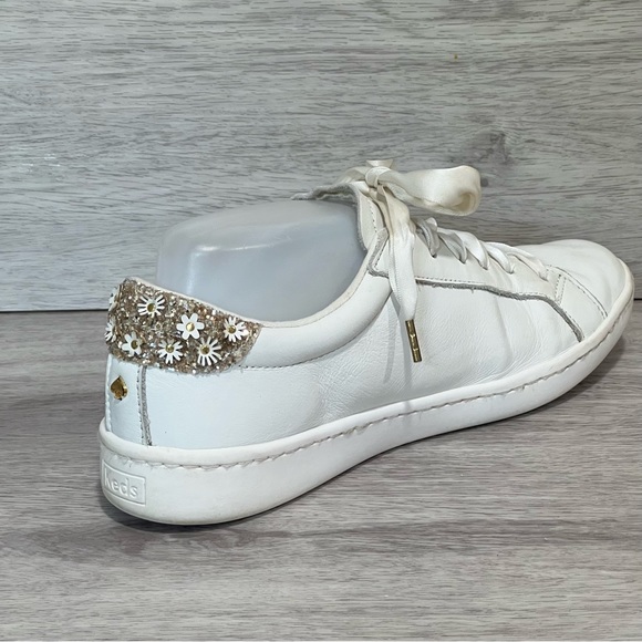 Keds x Kate Spade Ace Flower Appliqué White Sneakers ~ Size 8 - Picture 4 of 12